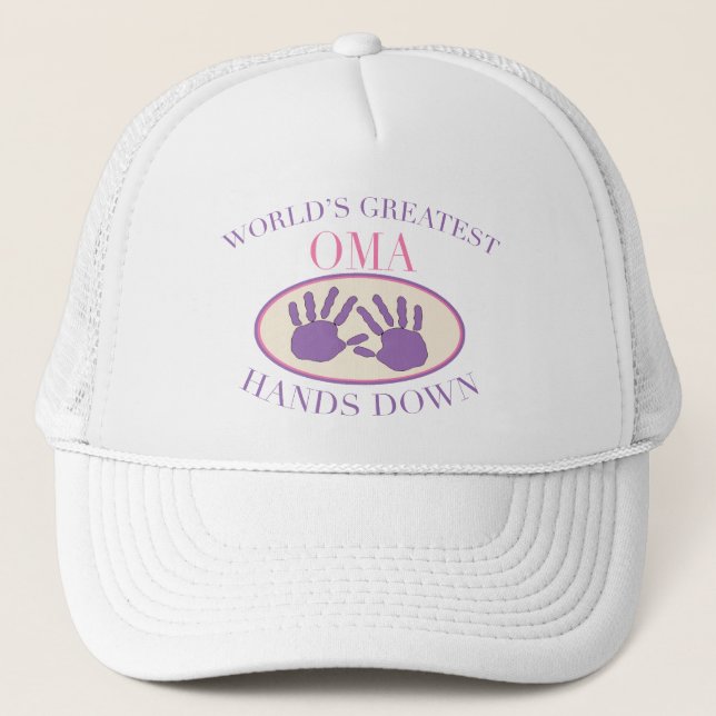 Best Oma Hands Down T-shirt Trucker Hat (Front)