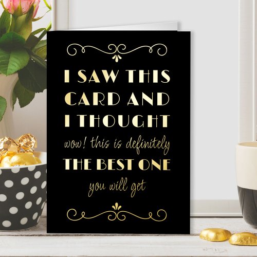 Best One Art Deco Typographic Birthday Gold Foil Greeting Card