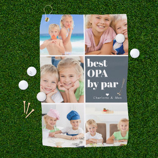 Best Opa by Par   Photo Collage Father's Day Golf Towel