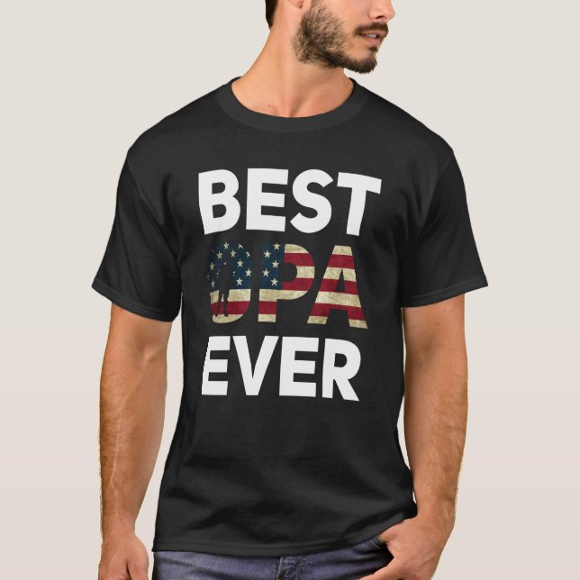 Best Opa Ever American Flag German Veteran Grandpa T-Shirt (Front)