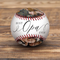 Best Opa Ever Script Father's Day 4 Photo Collage Baseball