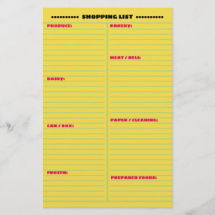 Best Organized 2-Sided Shopping List Flyer