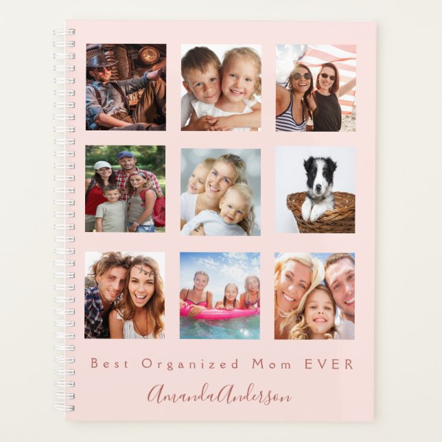 Best organized mom photo family  blush pink 2026 planner (Front)