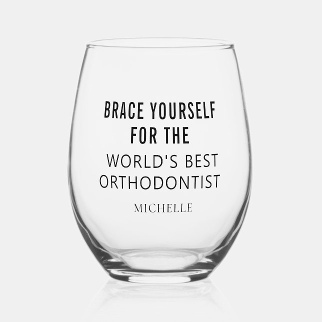 Best Orthodontist Personalized Professional Name Stemless Wine Glass (Front)