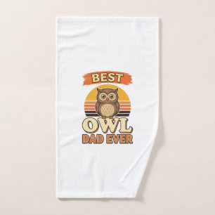 Best Owl Dad Ever Vintage Engraving Shirt Design_1 Hand Towel