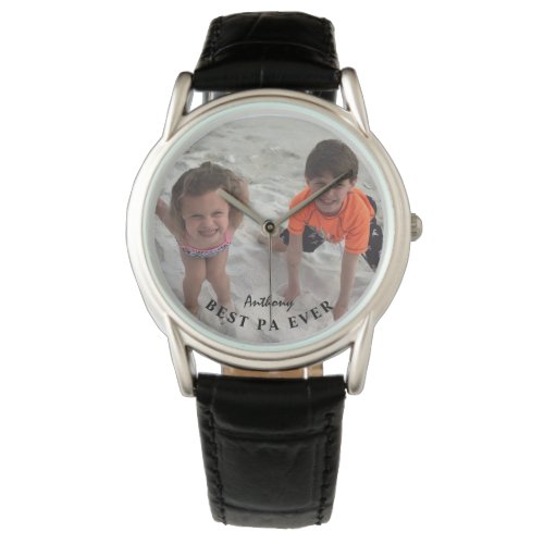 Best Pa Ever Grandkids Photo Script Personalized Watch