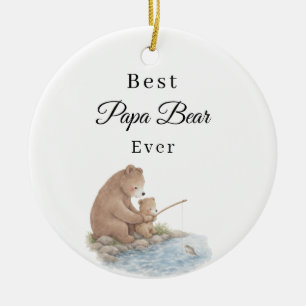 Best Papa Bear Ever Son Fishing Photo Ceramic Ornament