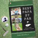 BEST PAPA BY PAR 3 Photo Collage Personalized Golf Towel<br><div class="desc">Personalized photo golf towel with 3 pictures for the golfer grandfather or dad called PAPA with the suggested editable funny golf saying BEST PAPA BY PAR (or change to your custom text) in an editable black, green and white color scheme. Add a name, monogram or a special message at the...</div>