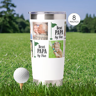Best Papa by Par 8 Photo Collage Golf Insulated Tumbler