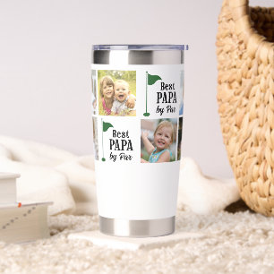 Best Papa by Par 8 Photo Collage Golf Insulated Tumbler