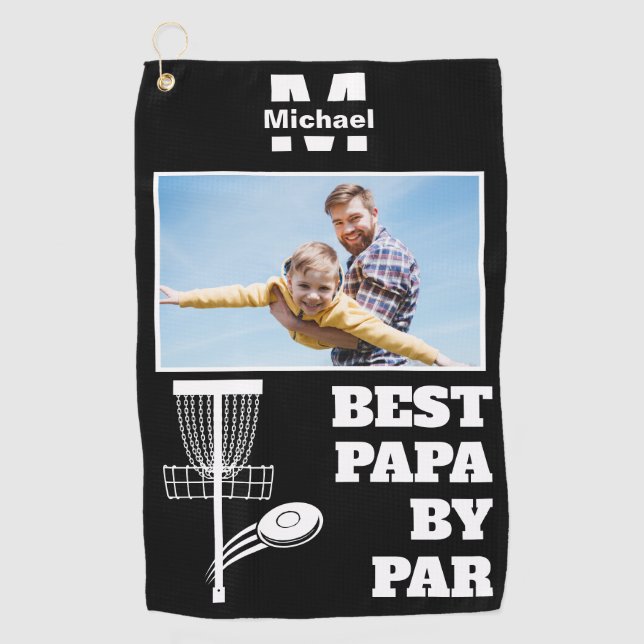 best papa by par disc golf frisbee Custom Photo Golf Towel (Front)