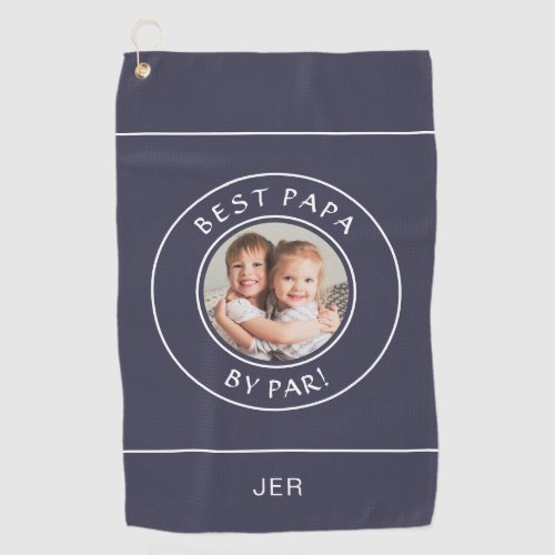 Best Papa By Par Golfer Modern Custom Photo Blue Golf Towel