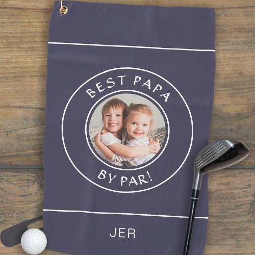 Best Papa By Par Golfer Modern Custom Photo Blue Golf Towel