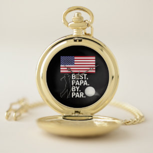 Best Papa By Par Golfing Papa Father's Day Golf Pocket Watch