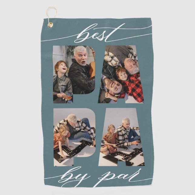 Best Papa By Par Photo Collage Golf Towel (Front)