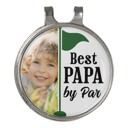 Best Papa By Par Photo Golf Flag Golf Hat Clip