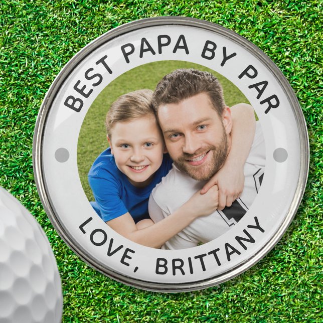BEST PAPA BY PAR Photo Personalized Golf Ball Marker (Creator Uploaded)