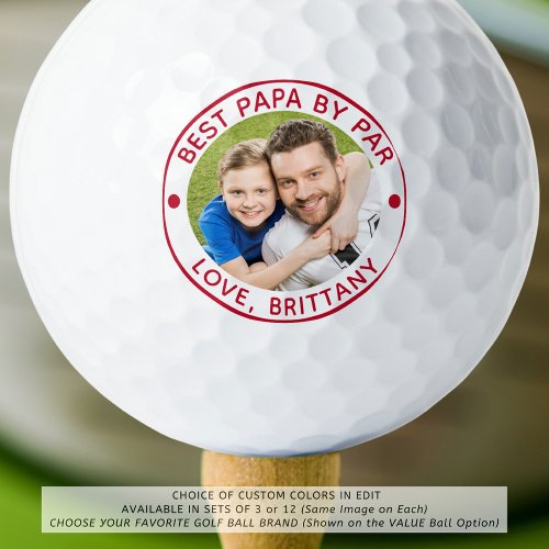 BEST PAPA BY PAR Red Photo Golf Balls