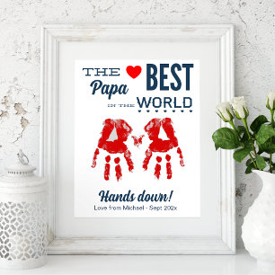 Best Papa DIY Handprint Template Poster