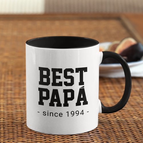 Best Papa Established Date Year Typography Mug