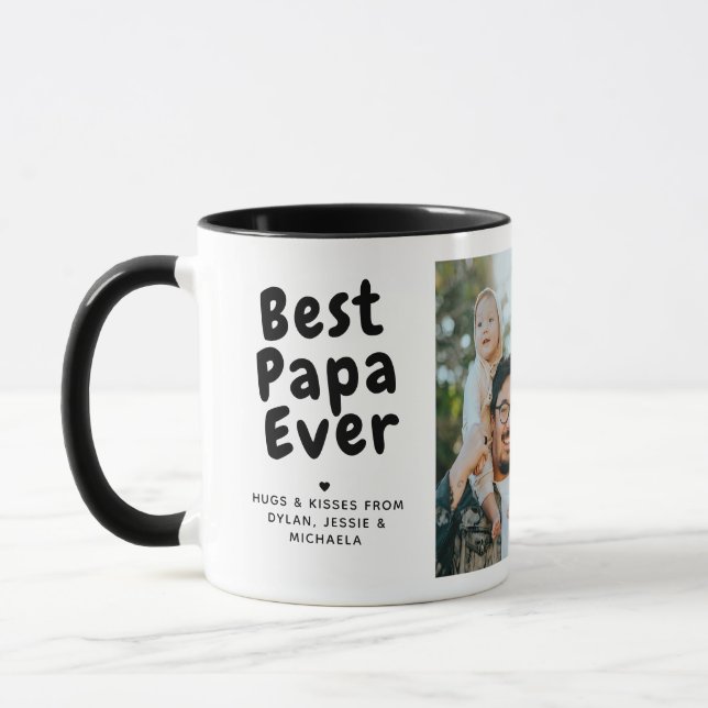 Best Papa Ever 2-Photo Collage & Custom Message Mug (Left)