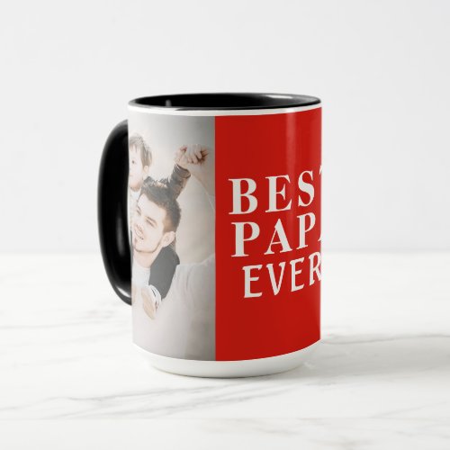 Best Papa Ever 2 Photo Collage Red Mug