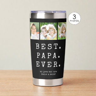 BEST PAPA EVER 3 Photos Custom Insulated Tumbler