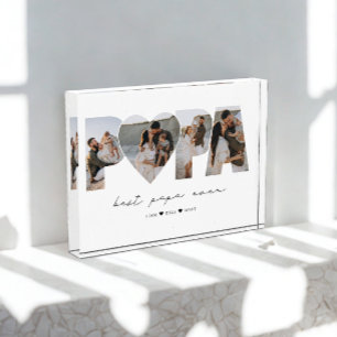 Best Papa Ever 4 Photo Collage for Dad or Grandpa Block