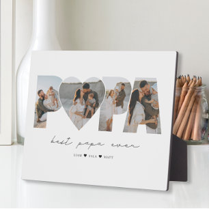 Best Papa Ever 4 Photo Collage for Dad or Grandpa Plaque