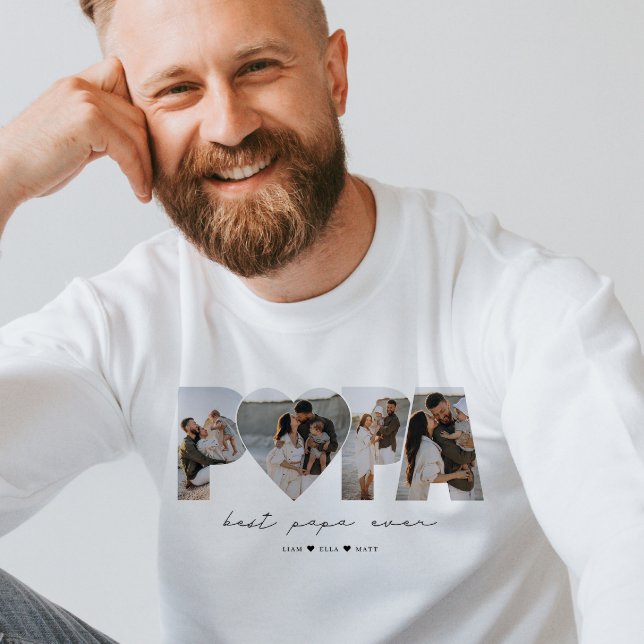 Best Papa Ever 4 Photo Collage for Dad or Grandpa Sweatshirt (Creator Uploaded)