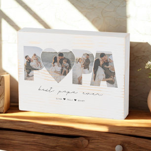 Best Papa Ever 4 Photo Collage for Dad or Grandpa Wooden Box Sign