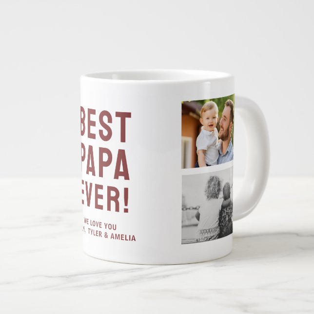 Best Papa Ever 4 Photo Collage Giant Coffee Mug (Front Right)