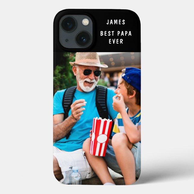 Best Papa Ever Add Your Own Photo Custom Name Case-Mate iPhone Case (Back)