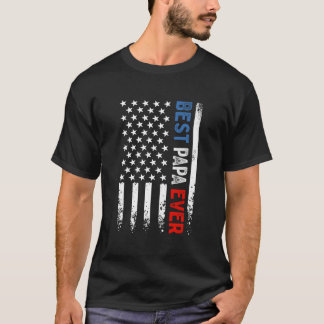Best Papa Ever American Flag Fathers Day T-Shirt
