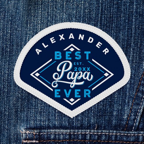 Best Papa Ever Baseball Diamond Custom Name Sport Patch