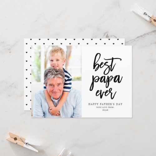 Best Papa Ever  Black On White Card