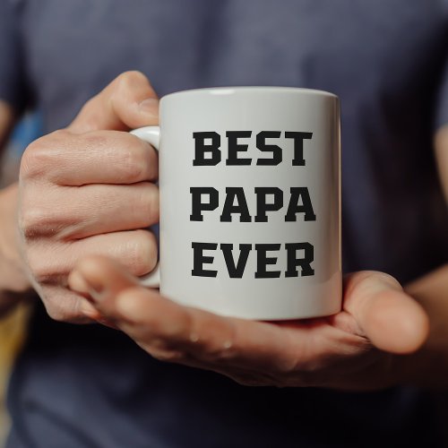 Best Papa Ever  Bold Modern Text and Photo Coffee Mug