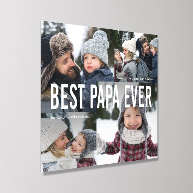 Best Papa Ever Collage Acrylic Photo Tile (Angled)