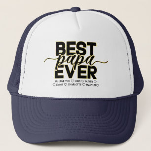 Best Papa Ever Custom Children's Names Trucker Hat