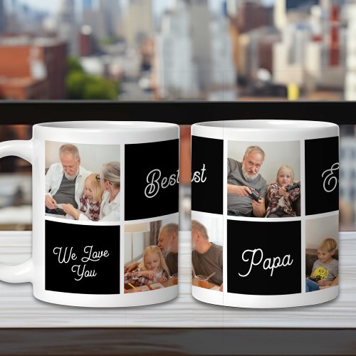 Best Papa Ever Custom Personalized Family Photo Coffee Mug