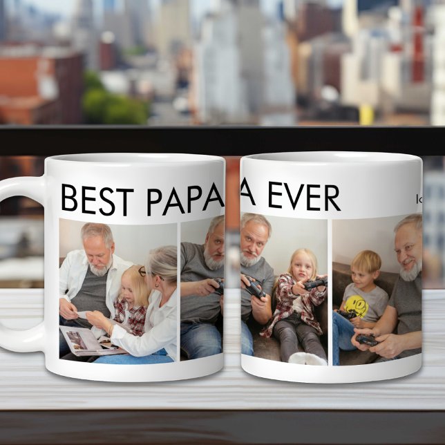 Best Papa Ever Custom Personalized Family Photo Coffee Mug (Creator Uploaded)