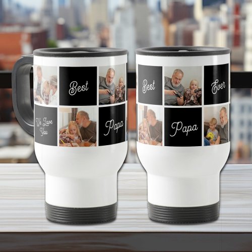 Best Papa Ever Custom Personalized Family Photo Travel Mug