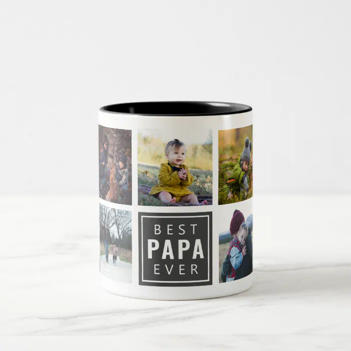 a High-quality coffee mug with large, easy to grip C-handle print photos and the phrase “Best PAPA Ever” is the best graduation gift for Papa