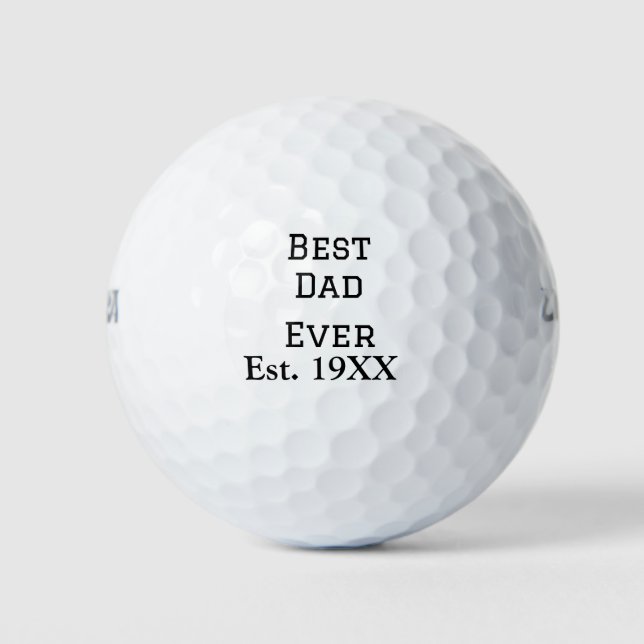 Best papa ever est. Add year date name father's da Golf Balls (Front)