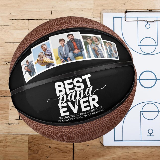 Best Papa Ever & Family 5 Photo Father's Day Mini Basketball (Creator Uploaded)