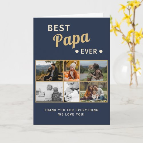 Best Papa Ever Family Father's Day 6 Photo Card