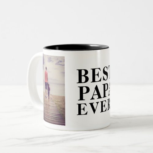 Best Papa Ever Fathers Day 2 Photo Collage  Two_Tone Coffee Mug