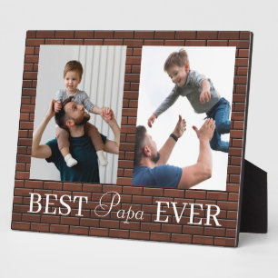 Best Papa Ever Fathers Day 2 Photo Collage Plaque