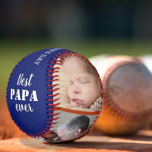 Best Papa Ever Fathers Day 3 Photo Collage Baseball