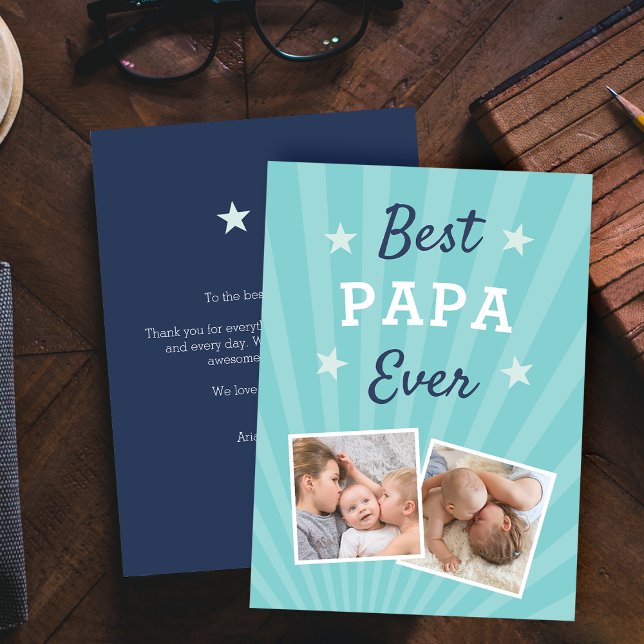 Best Papa Ever | Father's Day Flat Photo Card (Creator Uploaded)